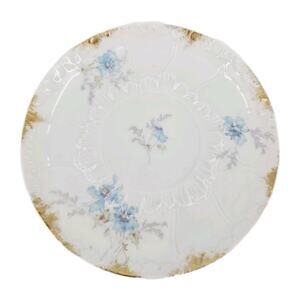 Antique Haviland Limoges Gilded China Blue Flowers Butter Bread Plate 5.5"